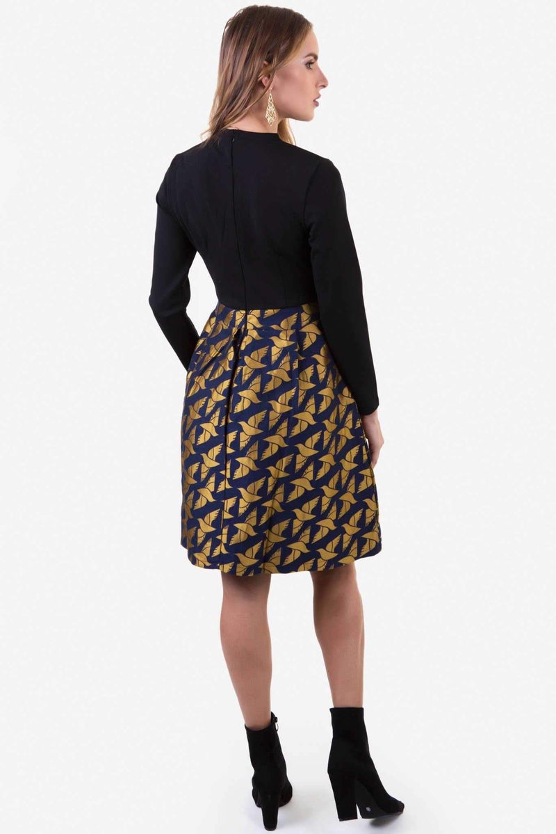 Raw Orange Textured Skirt Dress Black/Blue  - Image 4