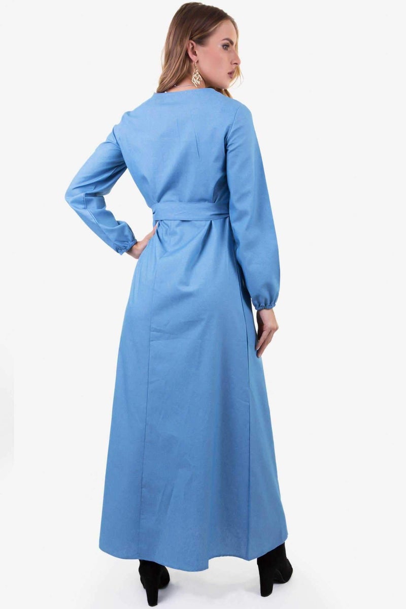 رو أورانج فستان جينز بنقشة زهور بلون الجينز الأزرق - Image 2