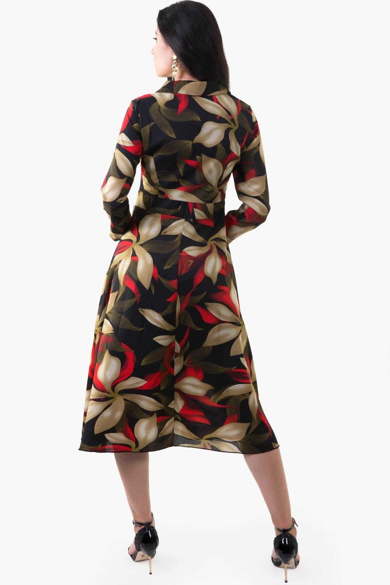رو أورانج فستان بنقشة الزهور أسود/بني - Image 2