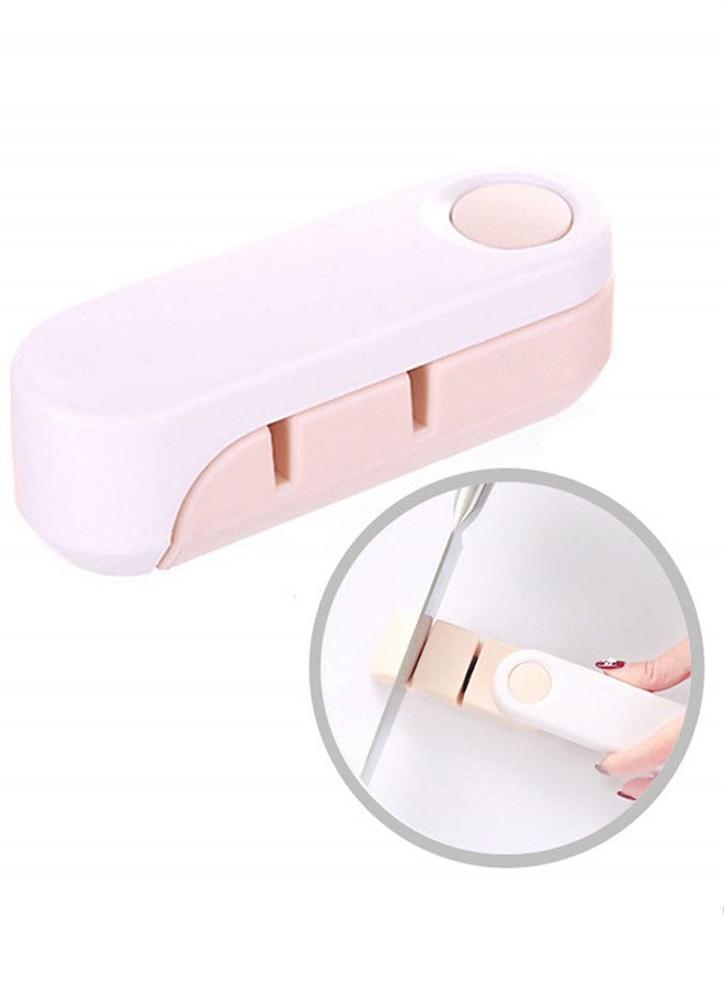 Generic - Manual Knife Sharpener 2 Slot Sharpening Tool Pink/White 11x4.5cm - Image 1
