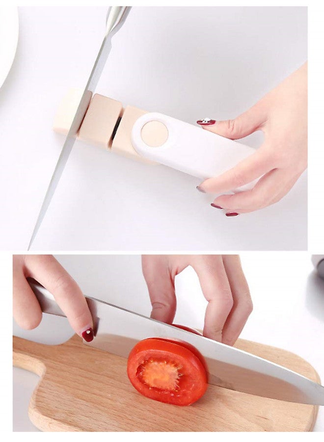 Generic - Manual Knife Sharpener 2 Slot Sharpening Tool Pink/White 11x4.5cm - Image 1