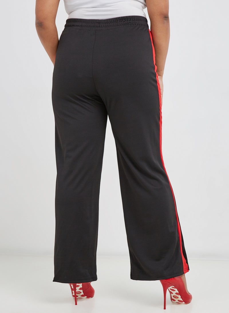 BRAVE SOUL - Wide Leg Side Stripe Pants Black - Image 1