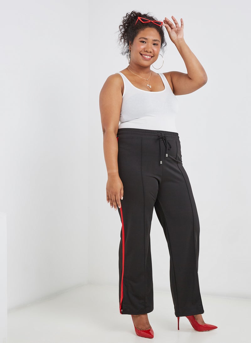 BRAVE SOUL - Wide Leg Side Stripe Pants Black - Image 1