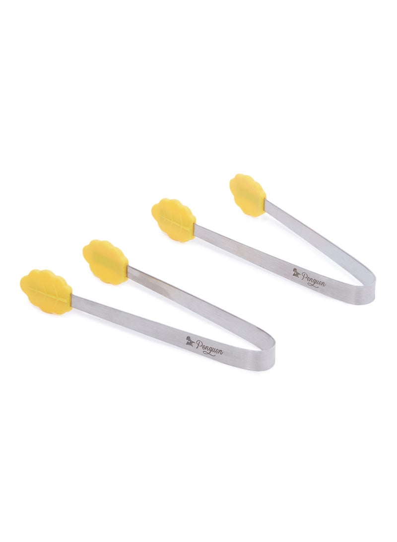 Penguen 2-Piece Leaf Shape Sugar Tong Set Yellow/Silver 11 x 23 x 3centimeter - Image 1