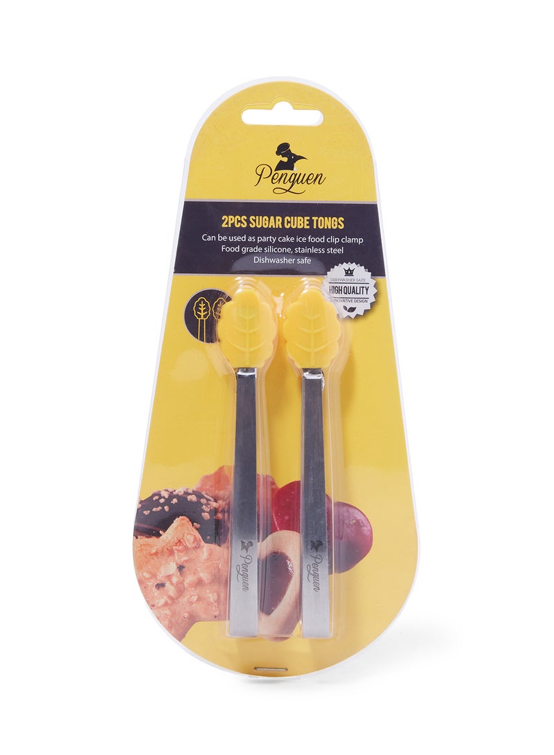 Penguen 2-Piece Leaf Shape Sugar Tong Set Yellow/Silver 11 x 23 x 3centimeter - Image 3
