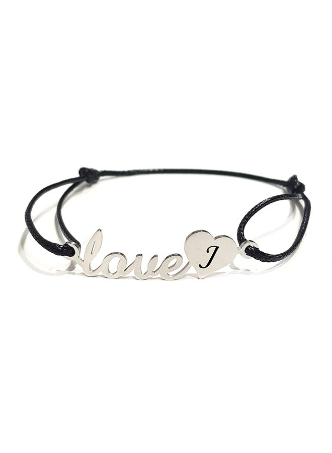 Adjustable Thread And Silver Plated Love With Engraving J Bracelet