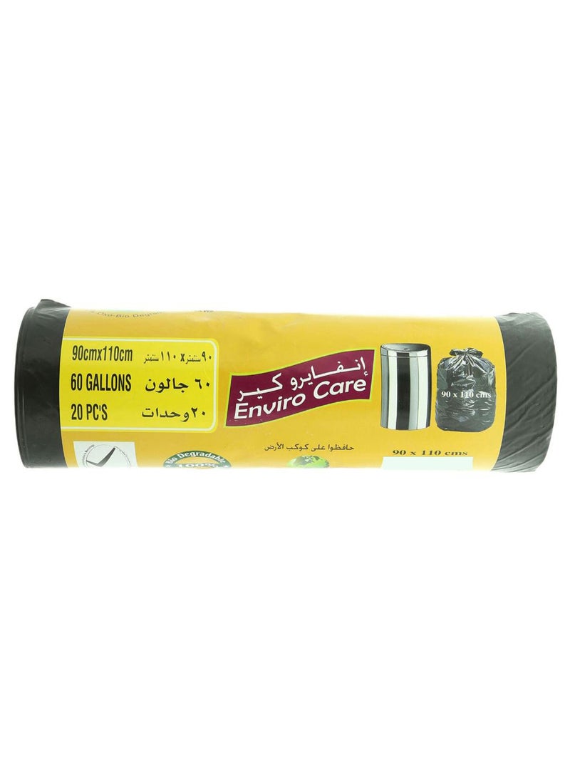 ENVIRO CARE 20-Piece Biodegradable Garbage Bag Set Black 90 x 110centimeter 