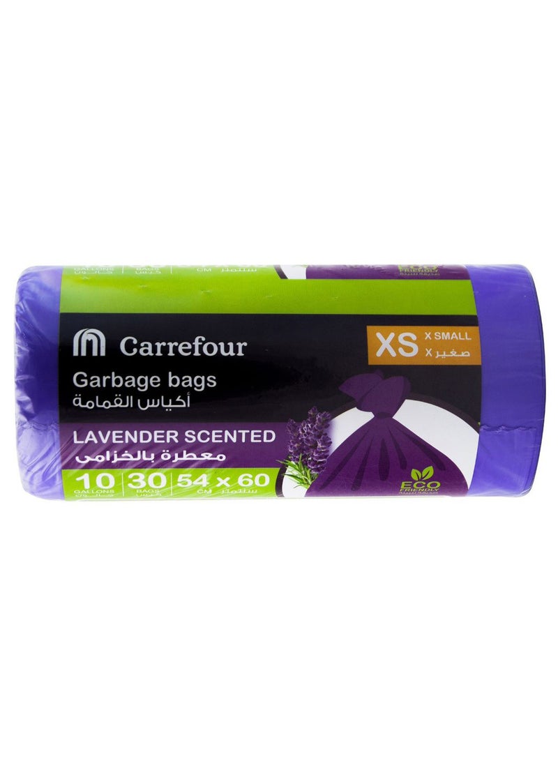 Carrefour 30-Piece Lavender Scented Garbage Bag Set Blue 54x60cm 