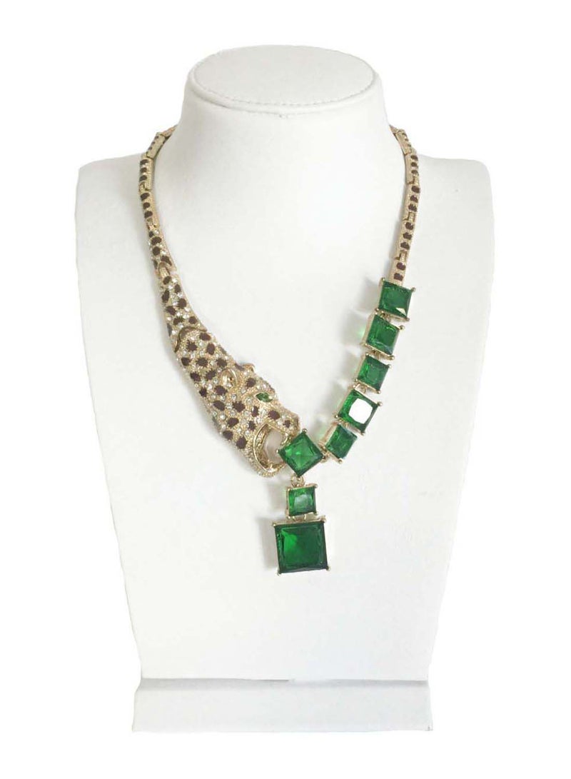 Argento Dubai Leopard Crystal Vintage Necklace 