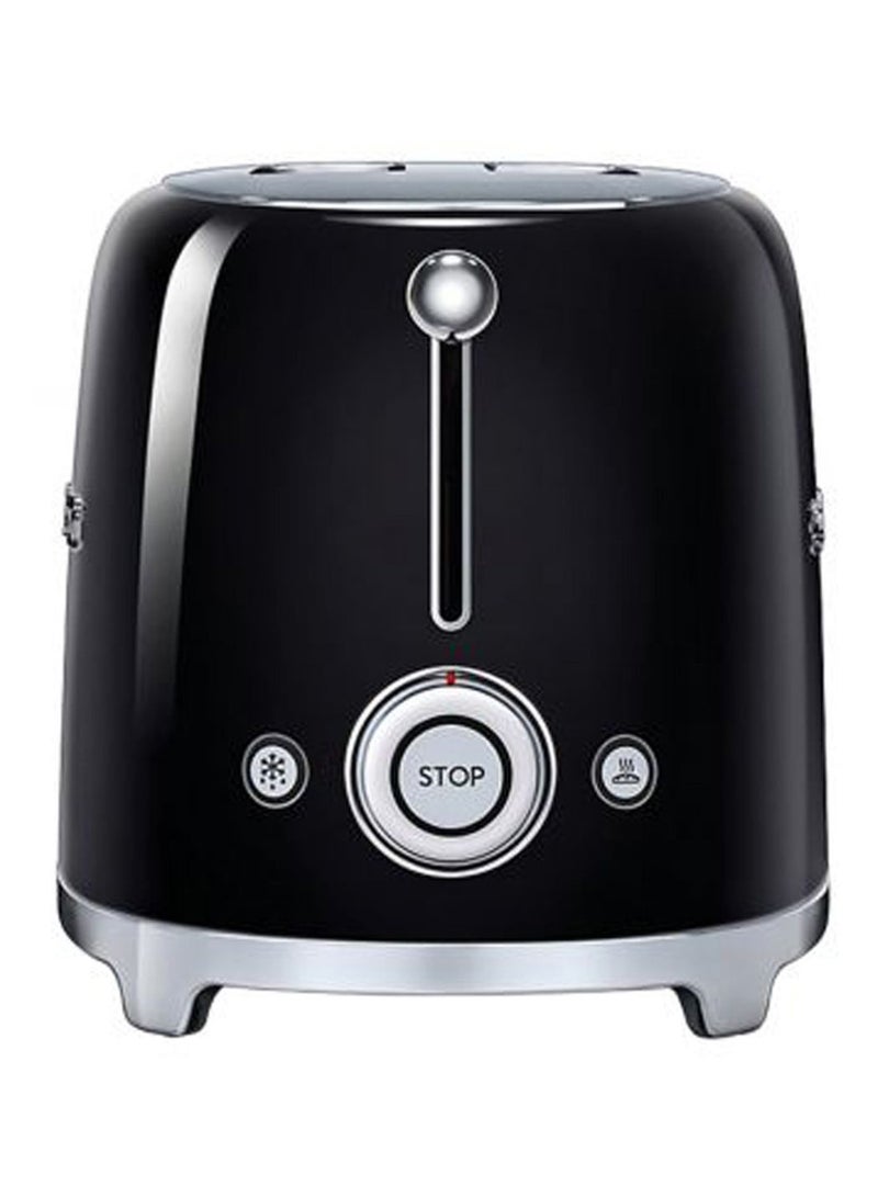 smeg - 2 Slice Toaster 950W TSF01BLUK Black/Silver - Image 1