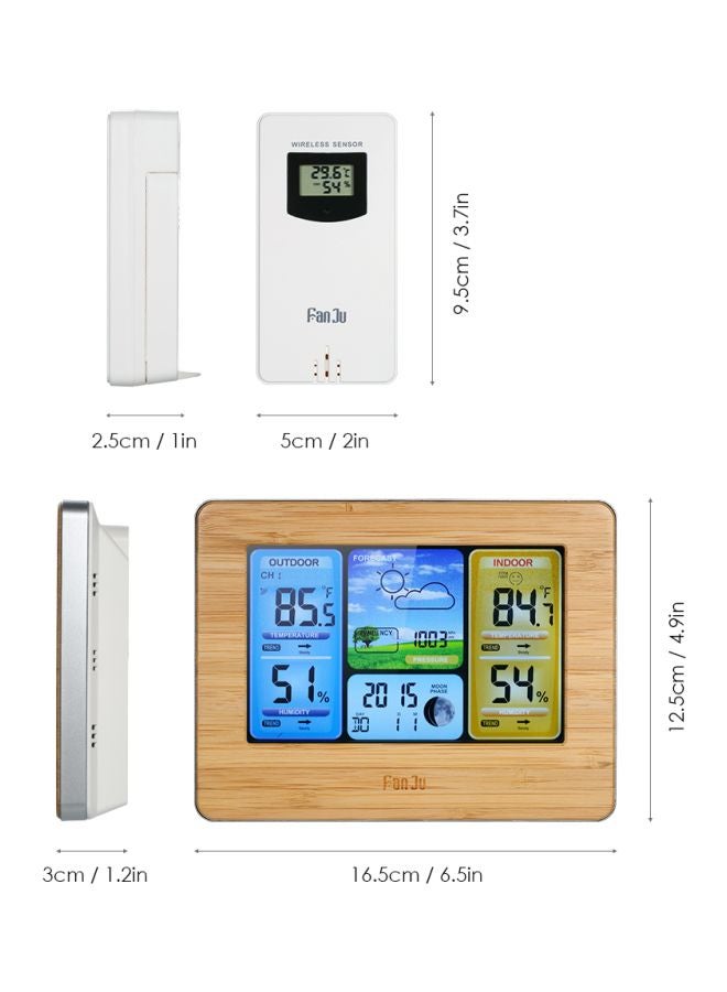 FanJu Wireless LCD Weather Station Alarm Clock Beige/White 16.5x3x12.5centimeter  - Image 4