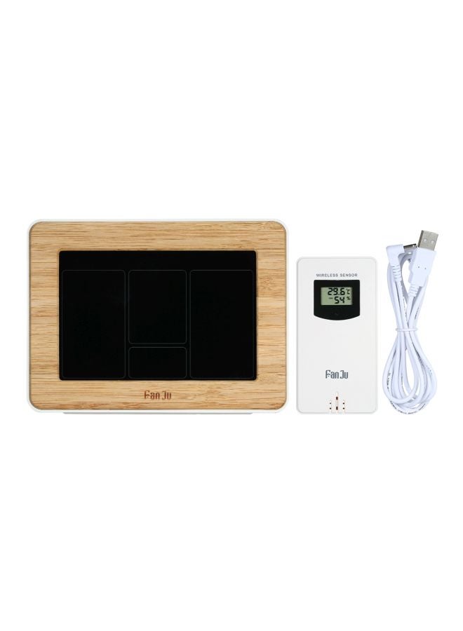 FanJu Wireless LCD Weather Station Alarm Clock Beige/White 16.3x12.2cm  - Image 1