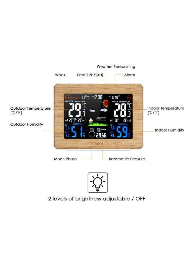 FanJu Wireless LCD Weather Station Alarm Clock Beige/White 16.3x12.2cm  - Image 2