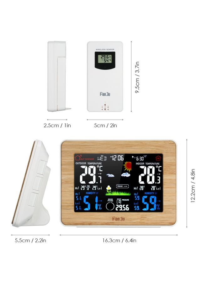 FanJu Wireless LCD Weather Station Alarm Clock Beige/White 16.3x12.2cm  - Image 4