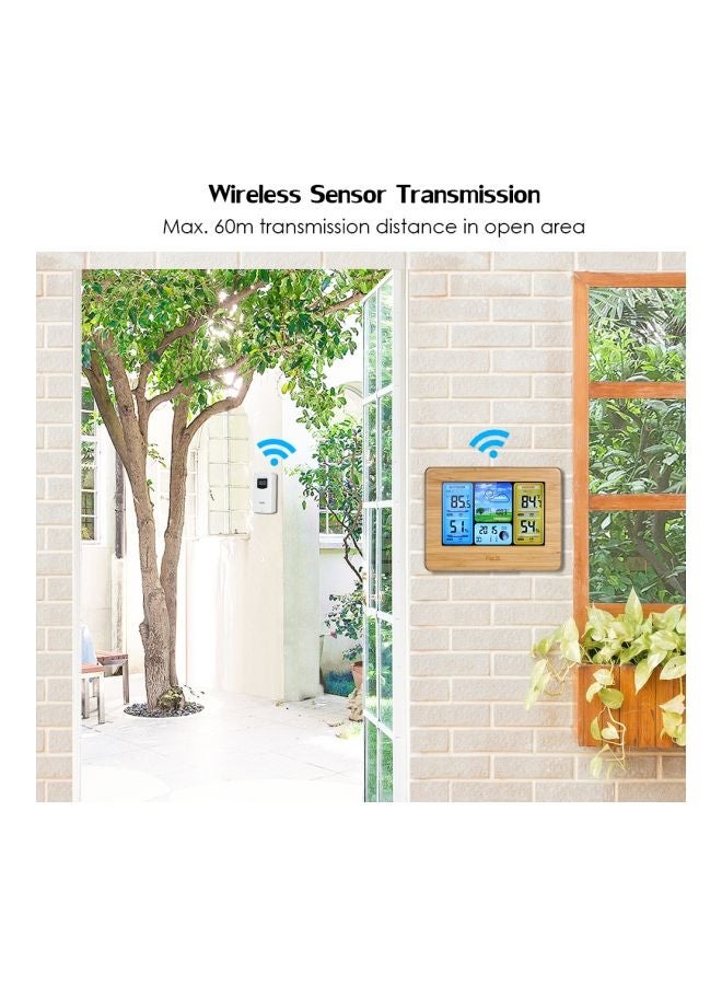 FanJu Wireless LCD Weather Station Alarm Clock Beige/White 16.5x3x12.5centimeter  - Image 3
