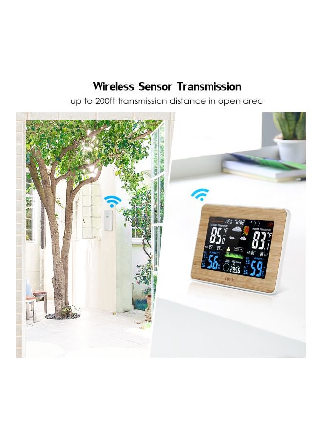 FanJu Wireless LCD Weather Station Alarm Clock Beige/White 16.3x12.2cm  - Image 3