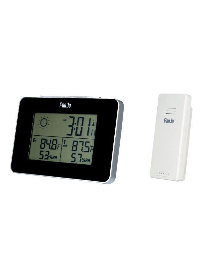 فان جو منبه لاسلكي مزود بشاشة LCD ومحطة طقس أسود/ أبيض 12.7x4.2x8.5سم  - Image 1