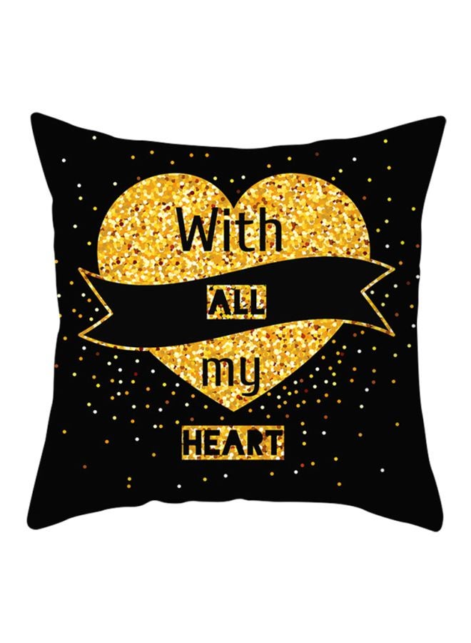 Printed Cushion Cover Black/Yellow/Brown 45x45cm 