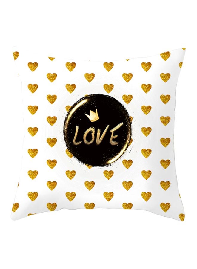 Printed Cushion Cover White/Black/Gold 45x45cm