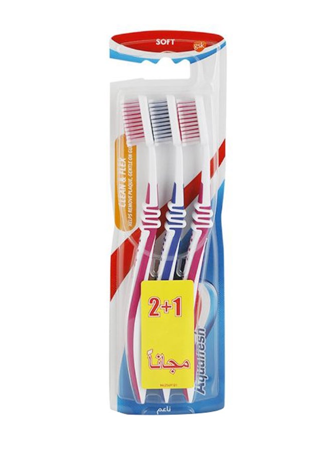 3-Piece Clean And Flex Soft Toothbrush Set Multicolor