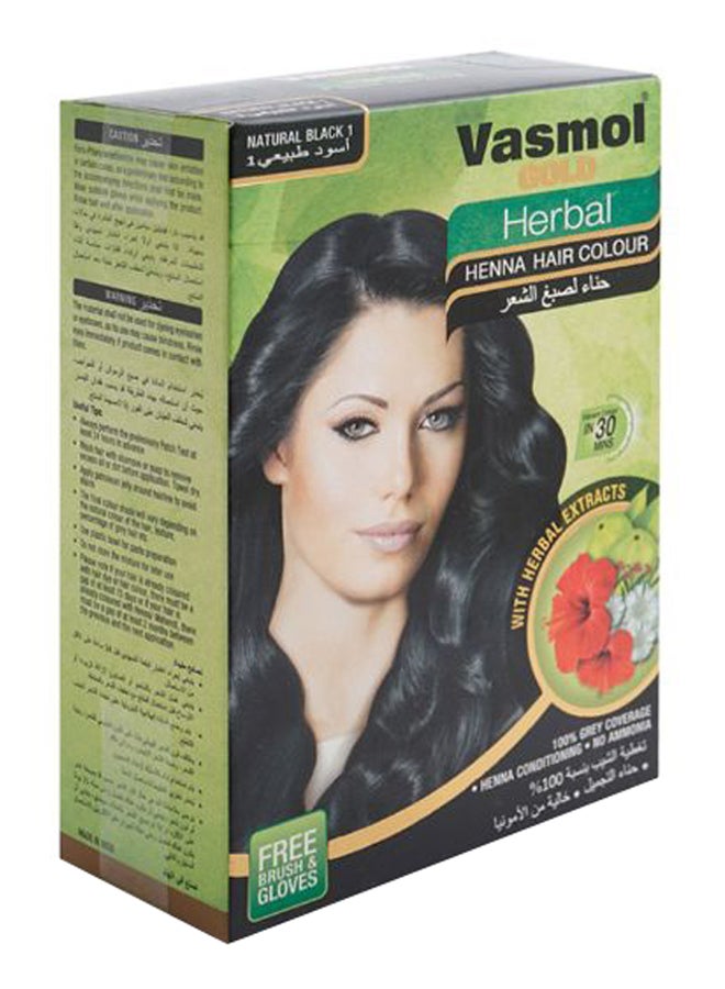 Vasmol Herbal Henna Hair Colour 1 Natural Black 60grams  - Image 2