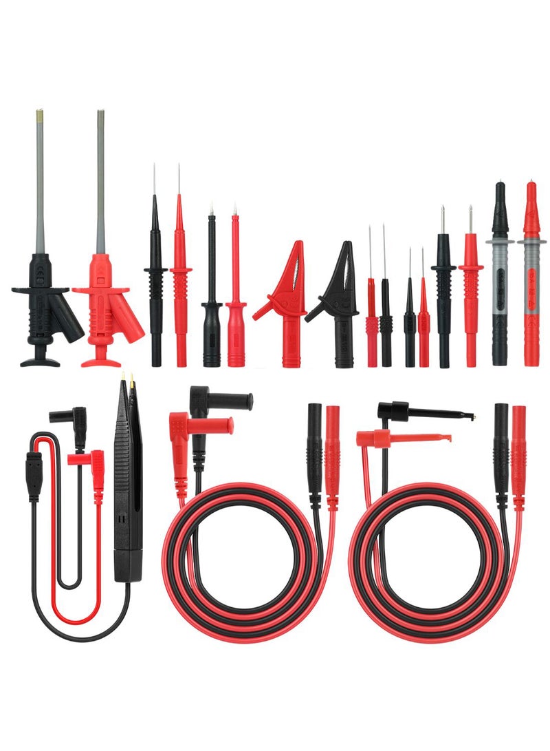Meterk 21-Piece Test Kit With Clip Set Red/Black 176 x 280 x 443mm 