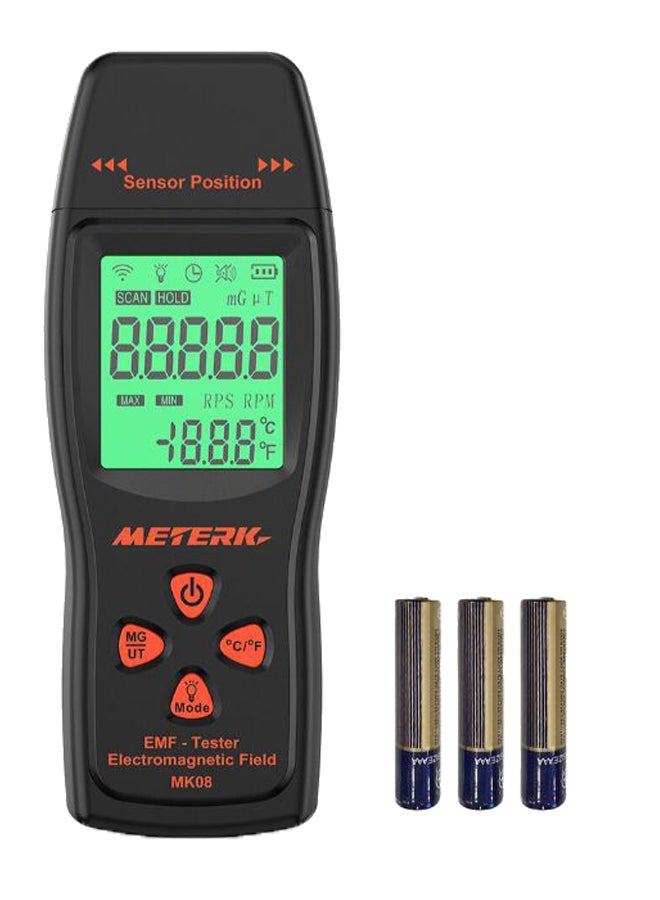 Digital LCD Electromagnetic Radiation Detector Black