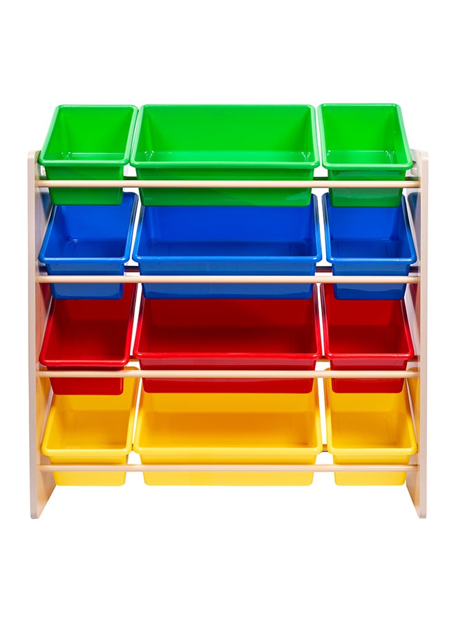 Homesmiths Homesmiths 4-tier Toy Storage Organizer For Kids Beige Color, 12 Multicolor Plastic Bins | Perfect for Home, Play Schools and Kindergarten D39.8Cm x W85.5Cm x H88.3Cm Brown  - Image 3