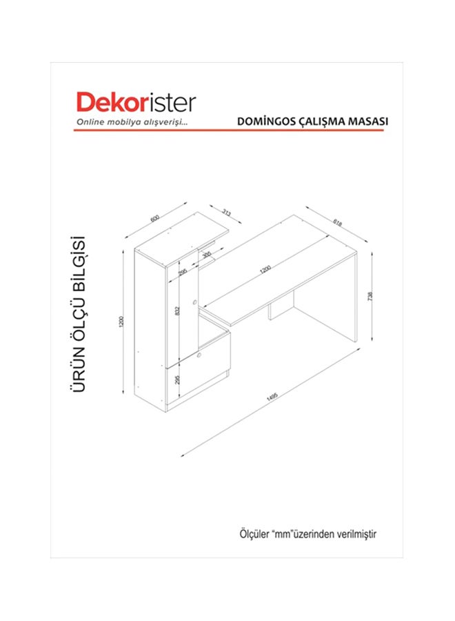 سحابة طاولة مكتب دومينوز أبيض/بني 73x51x120سم - Image 2