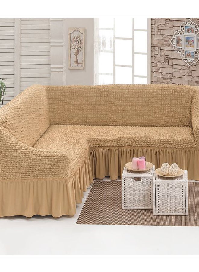 Five Seater Stretchable Sofa Cover Light Beige 4meter - v1563866792/N27599487A_1