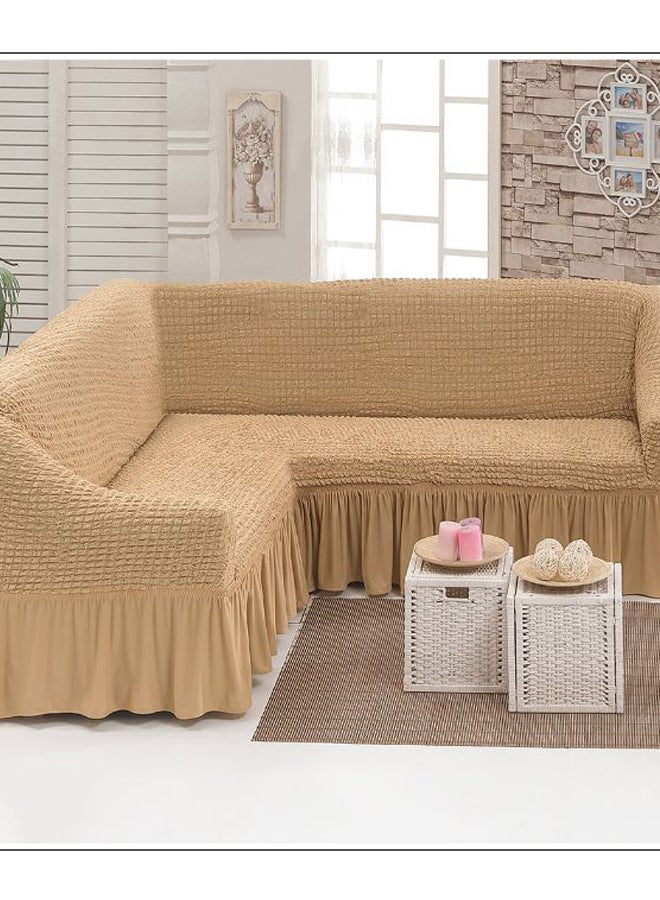 Fabienne Five Seater Stretchable Sofa Cover Light Beige 4meter 