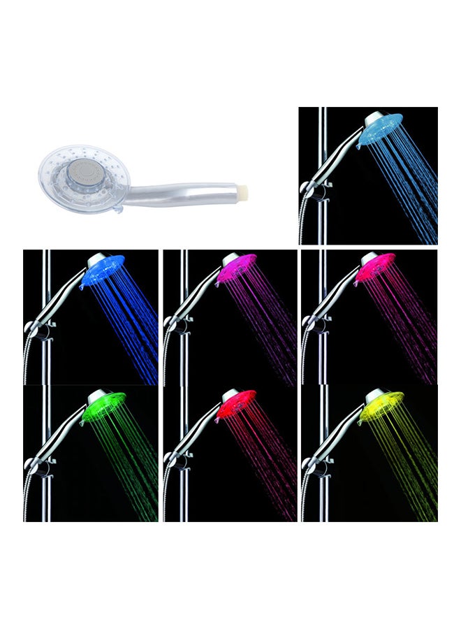 7-Colours LED Shower Head Bath Sprinkler With 2 Adjustable Mode Silver 0.222kg