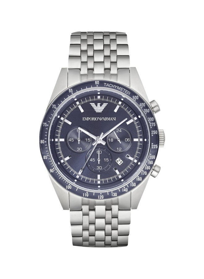 امبوريو ارماني ساعة يد كرونوغراف مقاومة للماء طراز AR6072 - مقاس 46 مم - لون فضي للرجال - Image 1