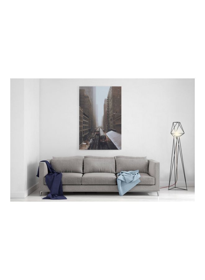 LOWHA Train Printed Framed Canvas Wall Art Brown/White 60x80cm  - Image 3