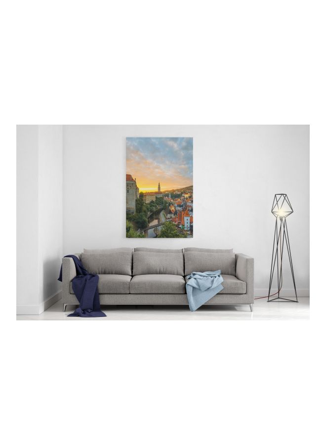 LOWHA Sun Set Printed Framed Canvas Wall Art Orange/Grey/Beige 60x80cm  - Image 3