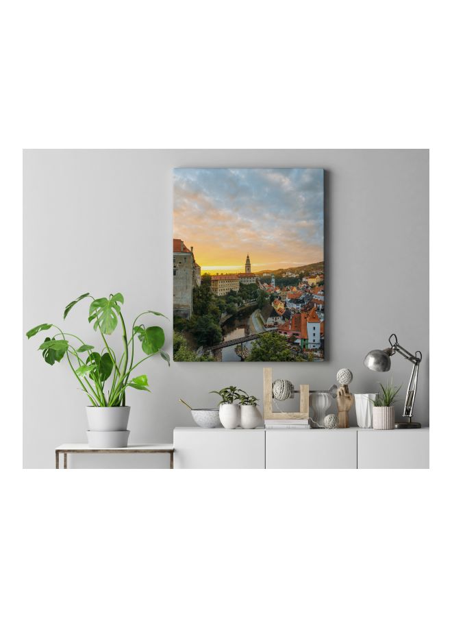 LOWHA Sun Set Printed Framed Canvas Wall Art Orange/Grey/Beige 60x80cm  - Image 4