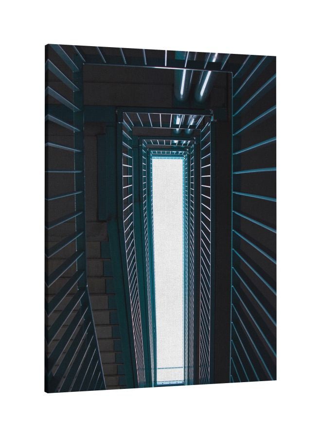 LOWHA Stairs Printed Framed Canvas Wall Art Brown/Blue 60x80cm  - Image 1