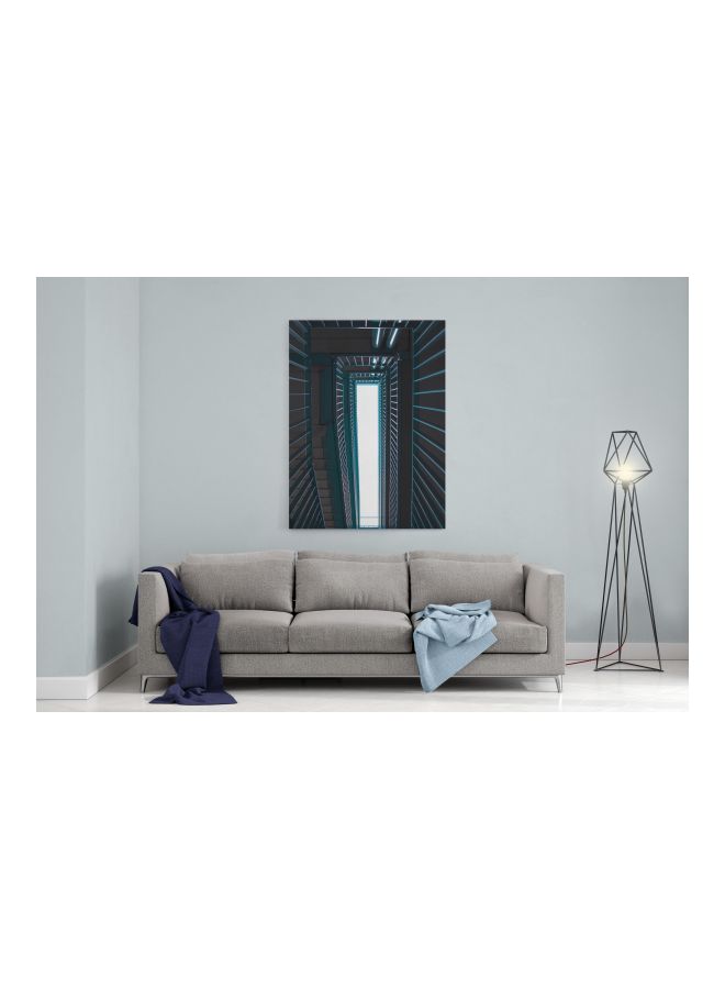 LOWHA Stairs Printed Framed Canvas Wall Art Brown/Blue 60x80cm  - Image 3