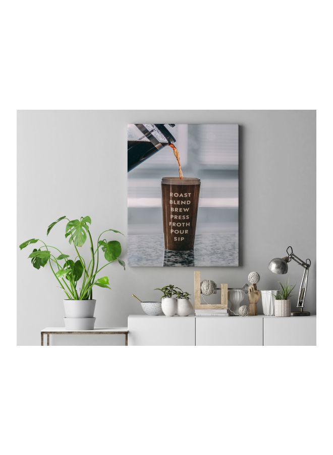 LOWHA Coffee Printed Framed Canvas Wall Art Grey/Brown 60x80cm  - Image 4