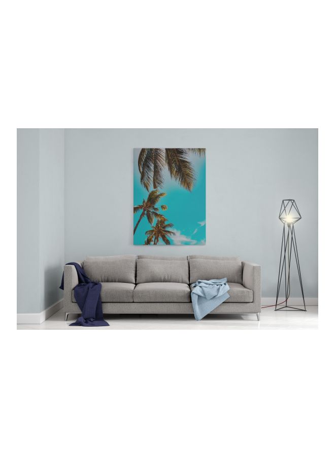 لوحة فنية من قماش الكانفاس بإطار بطبعة شجر النخيل أزرق / أخضر 60x80Ø³Ù†ØªÙŠÙ…ØªØ± - Image 3