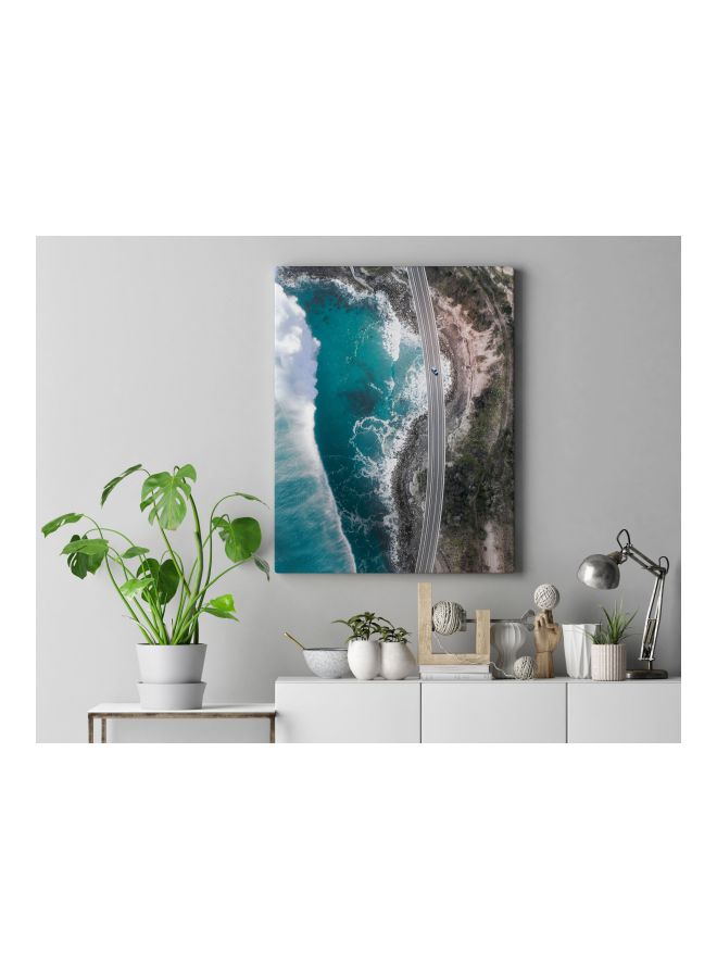 LOWHA Printed Framed Canvas Wall Art Blue/Grey/Green 60x80cm - Image 4