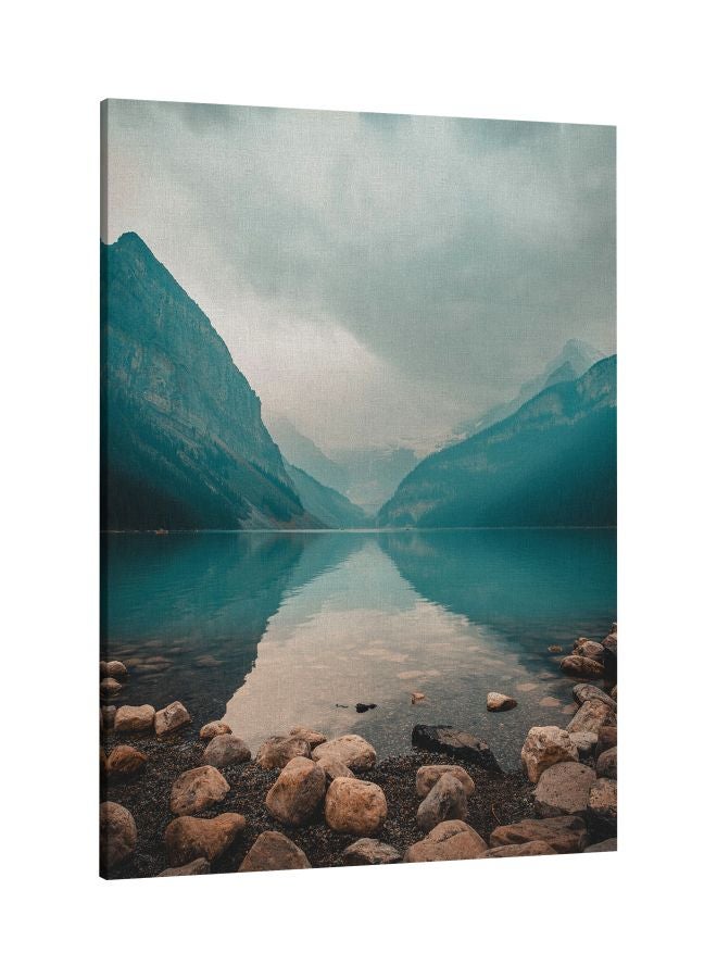 LOWHA Printed Framed Canvas Wall Art Blue/Beige/White 60x80cm  - Image 1