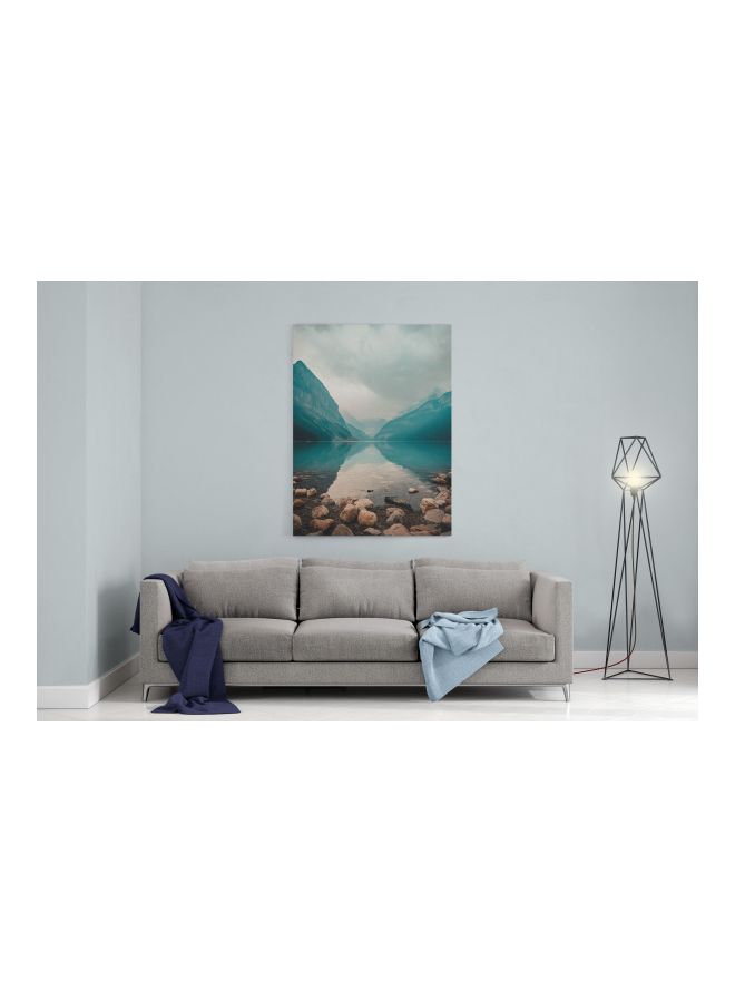 LOWHA Printed Framed Canvas Wall Art Blue/Beige/White 60x80cm  - Image 3