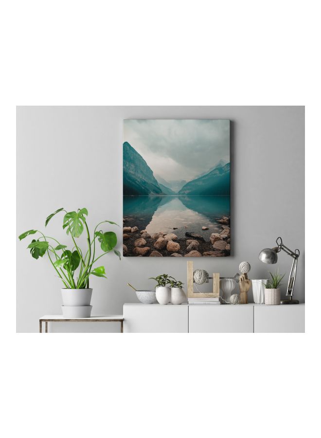 LOWHA Printed Framed Canvas Wall Art Blue/Beige/White 60x80cm  - Image 4