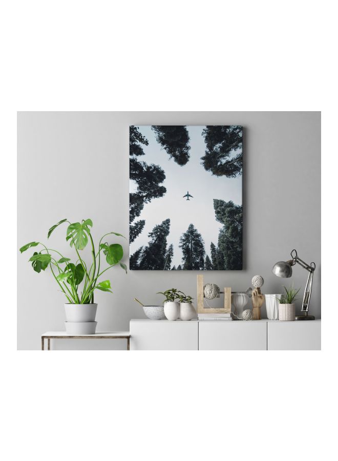 LOWHA Printed Framed Canvas Wall Art White/Green 60x80centimeter - Image 3