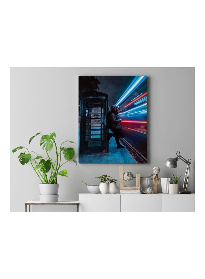 LOWHA Time Laps On Metro Night Printed Framed Canvas Wall Art Blue/Red/White 60x80cm - Image 4