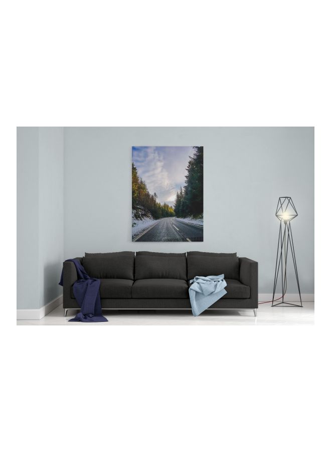 لوحة فنية من قماش الكانفاس بإطار بطبعة غابة رمادي/ أزرق/ أخضر 60x80سم - Image 4