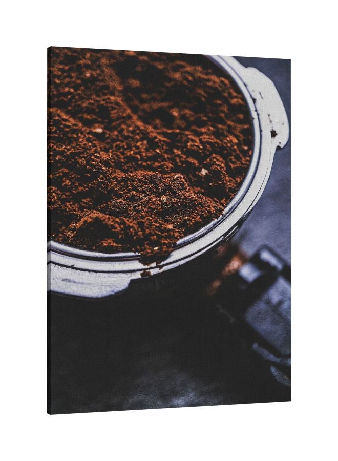 LOWHA Coffee Press Printed Framed Canvas Wall Art Brown/Silver/Blue 60 x 80cm  - Image 1