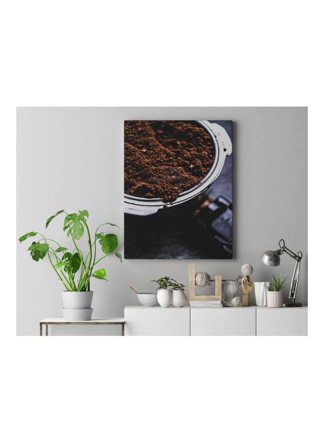 LOWHA Coffee Press Printed Framed Canvas Wall Art Brown/Silver/Blue 60 x 80cm  - Image 3