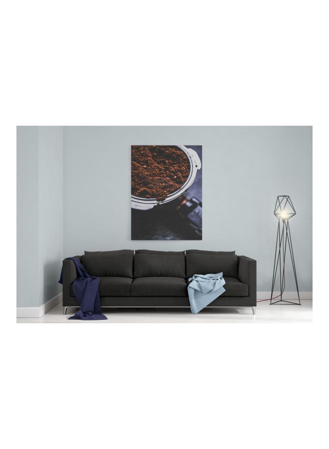 LOWHA Coffee Press Printed Framed Canvas Wall Art Brown/Silver/Blue 60 x 80cm  - Image 4